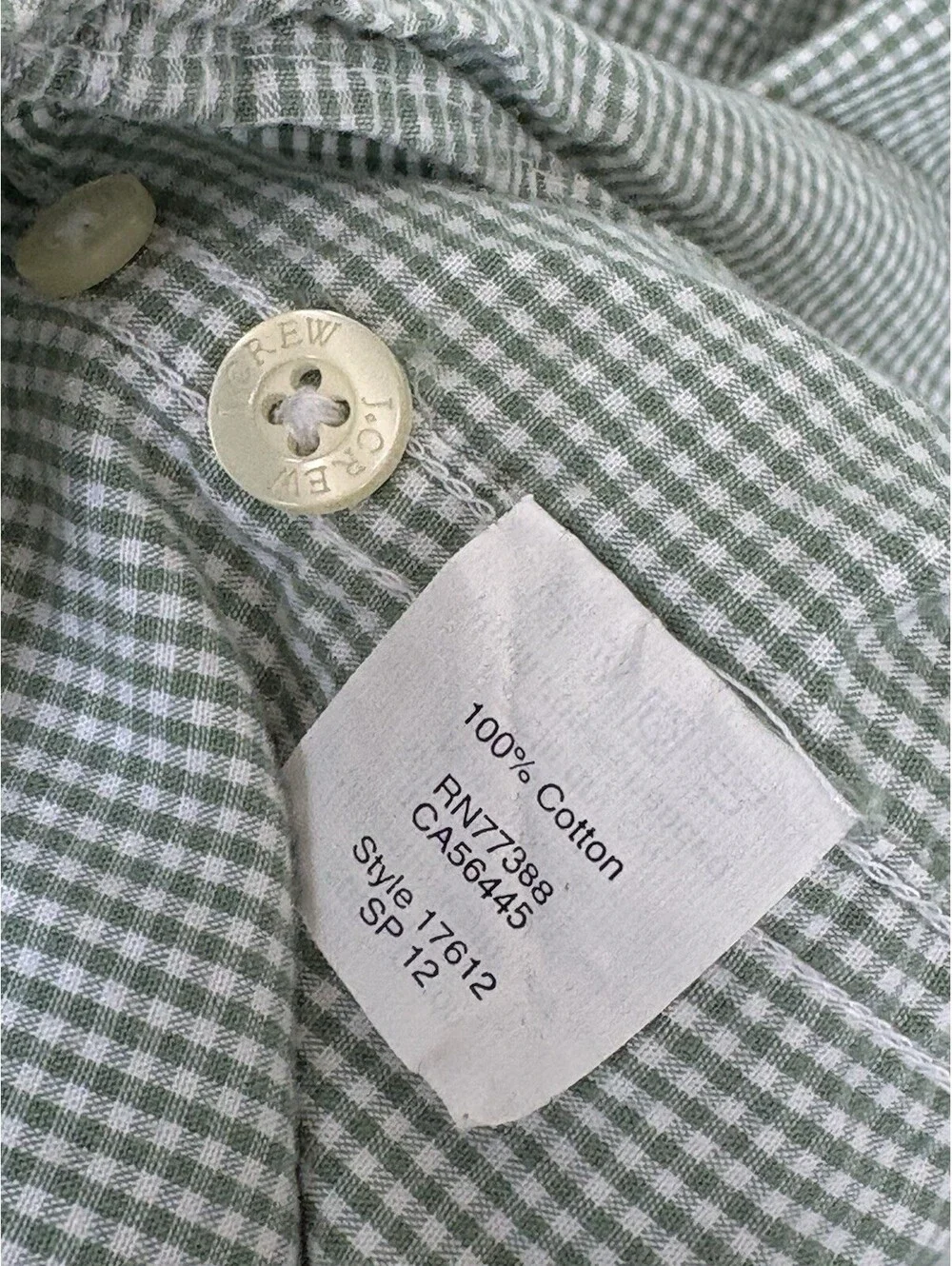 J.Crew Green/White Check Woven Cotton Button-Down Long Sleeve Shirt Men's M